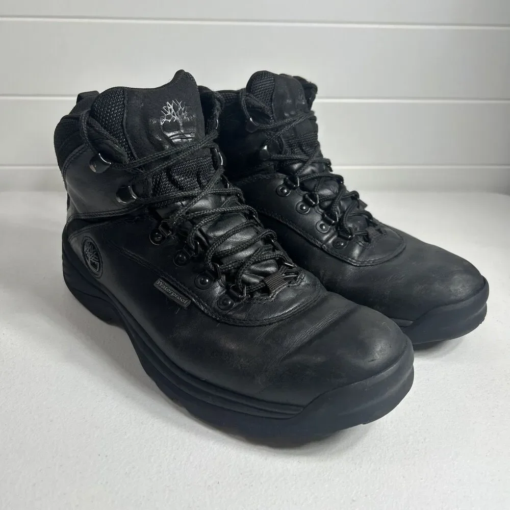 Timberland Men's Hiking Boots Size 10.5 Black White Ledge A9546 Mid Waterproof